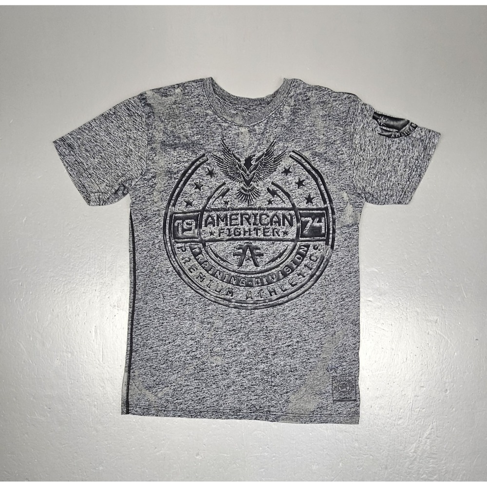 American Fighter T-Shirt Mens Small Acid Wash MMA Heather Gray‎ Black Eagle